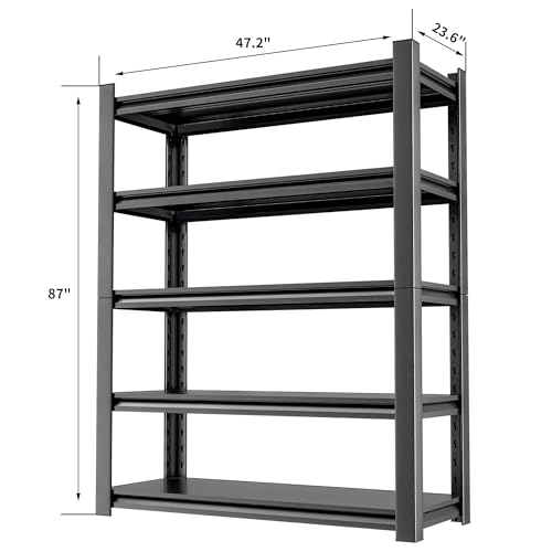 5 Tier Heavy Duty Metal Shelving Unit - Industrial Storage Shelf for Garage and Industrial Use - Durable Storage Shelf Organizer, 24" D x48" W x72" H