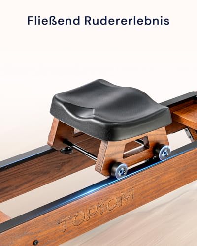 Water Rowing Machine for Home Use, Oak Wood Rower Machine with Dedicated Monitor & Bluetooth App, Upgraded Handle, Adjustable Footpad, Tablet Holder Water Rowing Machine