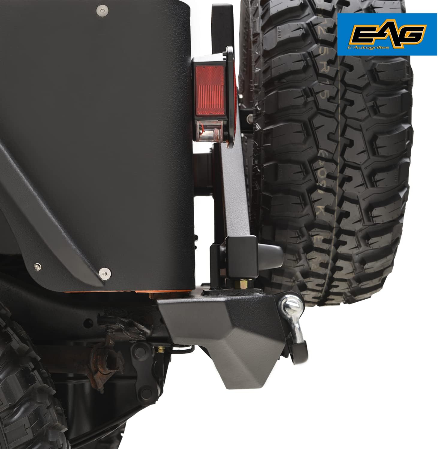 EAG Rock Crawler Rear Bumper with Secure Lock Tire Carrier Fit for 76-86 Wrangler CJ