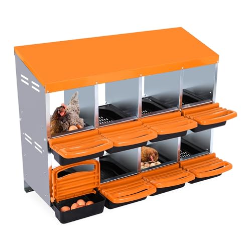 Chicken Nesting Box, 10 Hole 2 Layer Hen Nest Box with Legs, Roll Away Eggs Laying Boxes,Cleanable Pull Out Hen Roosting Boxes