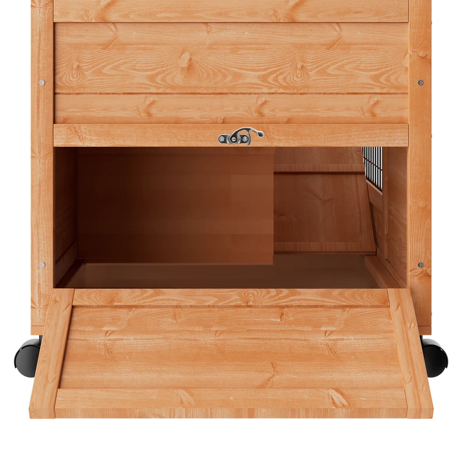 MoNiBloom 35.5" Wooden Rabbit Hutch w/2 Slide-Out Trays, Anti-Slip Ramp Bunny Cage w/4 Wheels, Natural - Curated Treasures Market