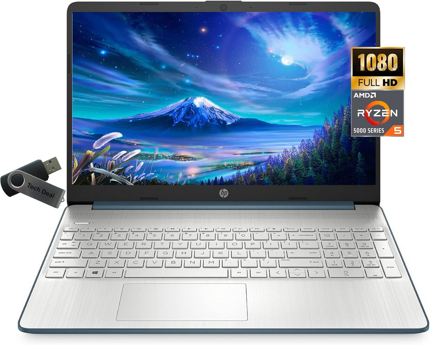 HP 15 Business Laptop, AMD Ryzen 5 5500U, 15.6" FHD Display, Windows 11 Pro, 16GB RAM 512GB SSD, WiFi, Bluetooth, HDMI, Tech Deal USB