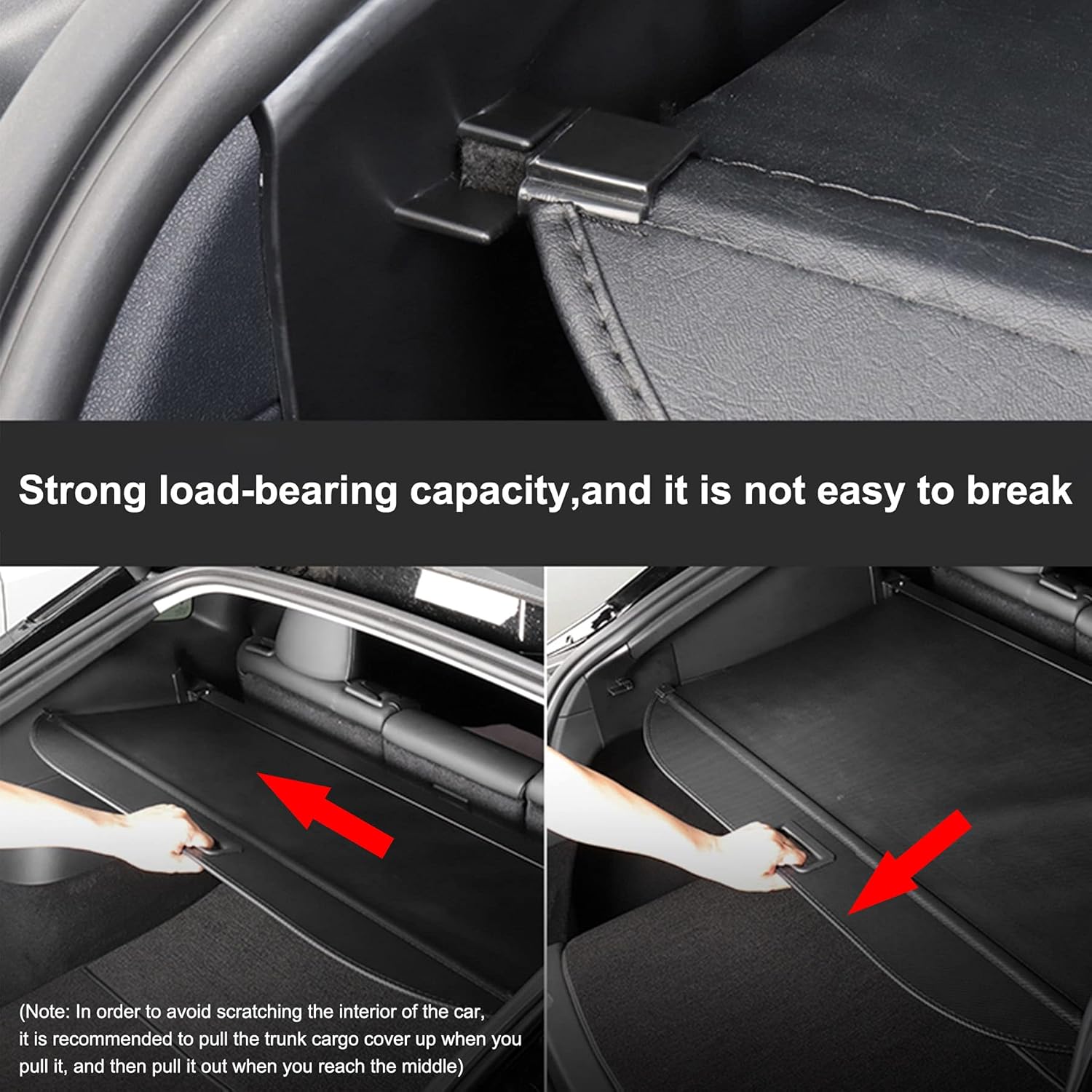 Cargo Cover for Tesla Model Y 2020 2021, Rear Trunk Shield Privacy Cover, Trunk Cargo Retractable Security Shade Cover, Black Waterproof Canvas