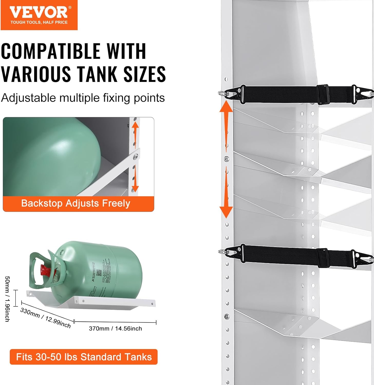 VEVOR Refrigerant Tank Rack, with 3 x 30-50lb Bottle Tanks, Cylinder Tank Rack 14.64x13.97x46.06 in, Refrigerant Cylinder Rack Gas Cylinder Racks and Holders for Freon, Gases, Oxygen, Nitrogen