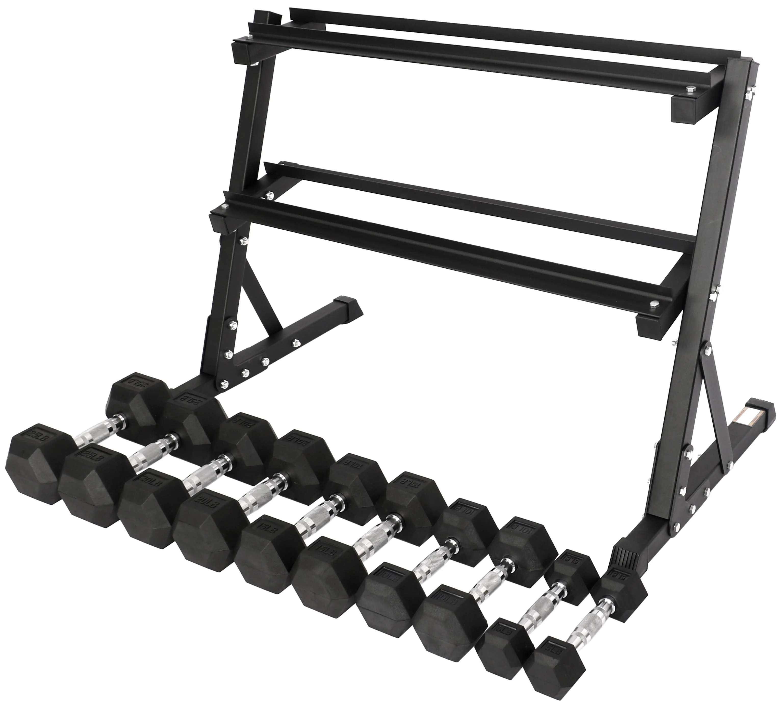 BalanceFrom 150 LB Dumbbell Set with A-Frame Rack, Pair of 5, 10, 15, 20, 25 LB