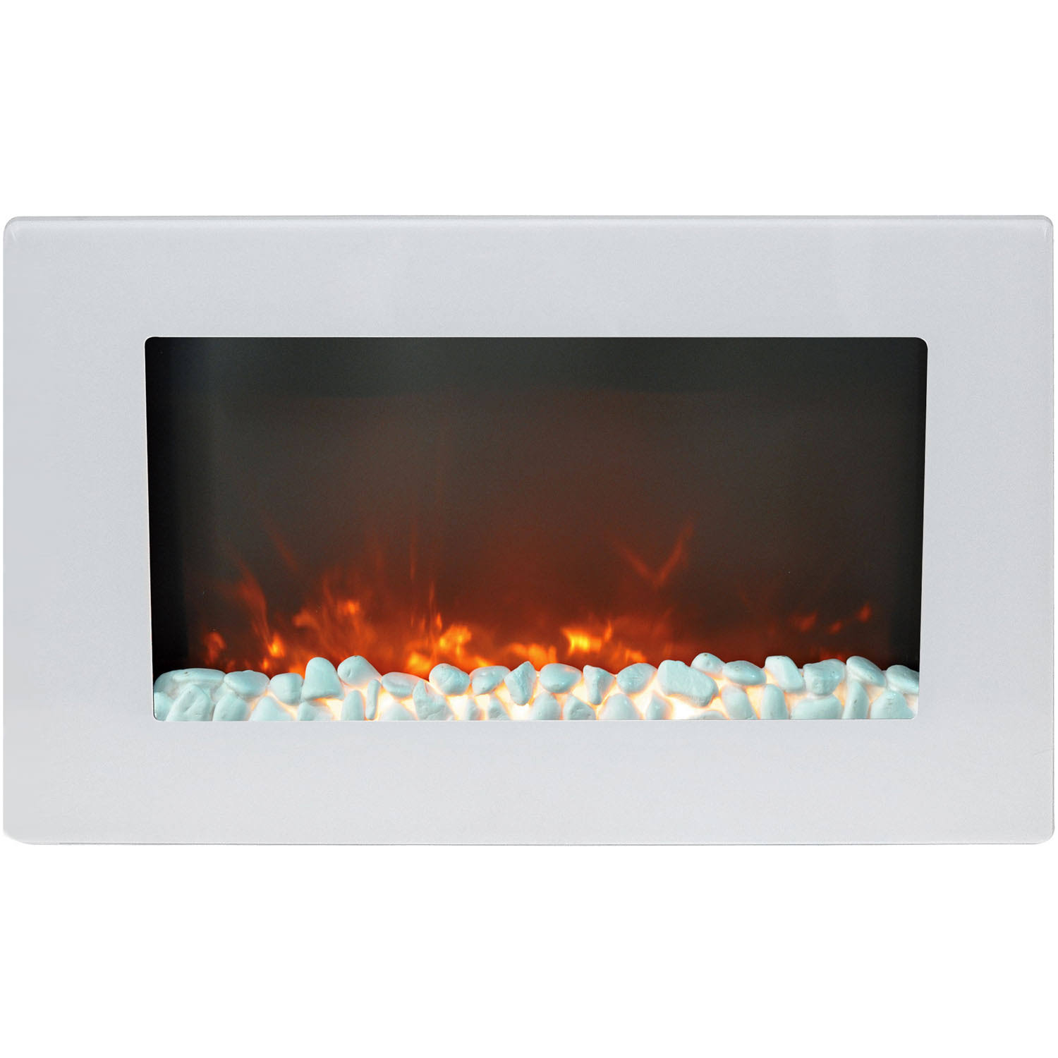 Cambridge Callisto 30 in. Wall-Mount Electric Fireplace with Crystal Rock Display - White