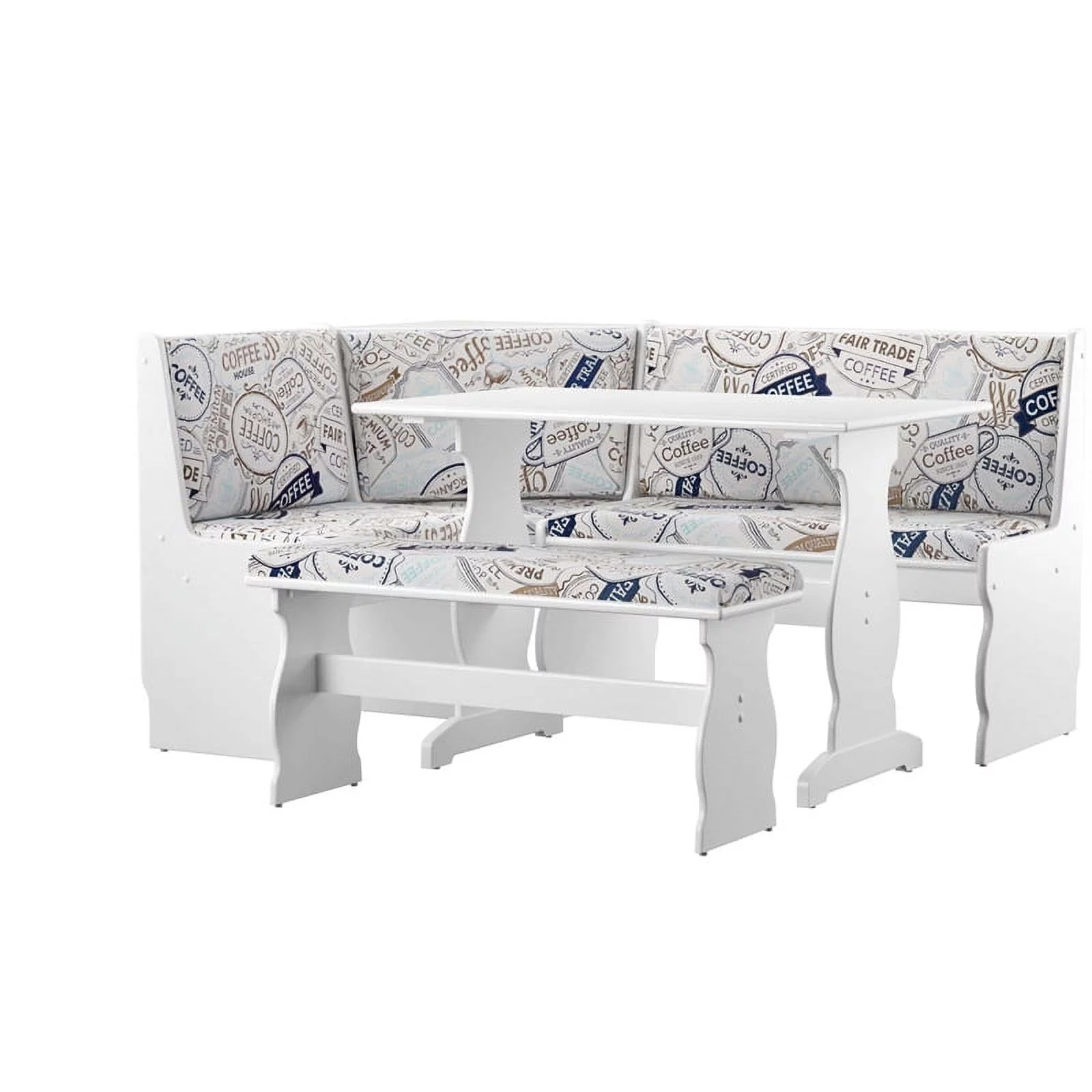 Linon Natasha Wood Corner Nook Dining Set in White