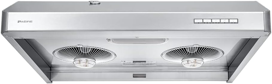 Pacific Kitchen Vent Hood AC30BS – 30 Inch Under Cabinet Range Hood – Filterless Modern Stainless Steel Hood Vent with 900 CFM Suction, Dual Fans, LED Touch Controls and Auto-Clean Function