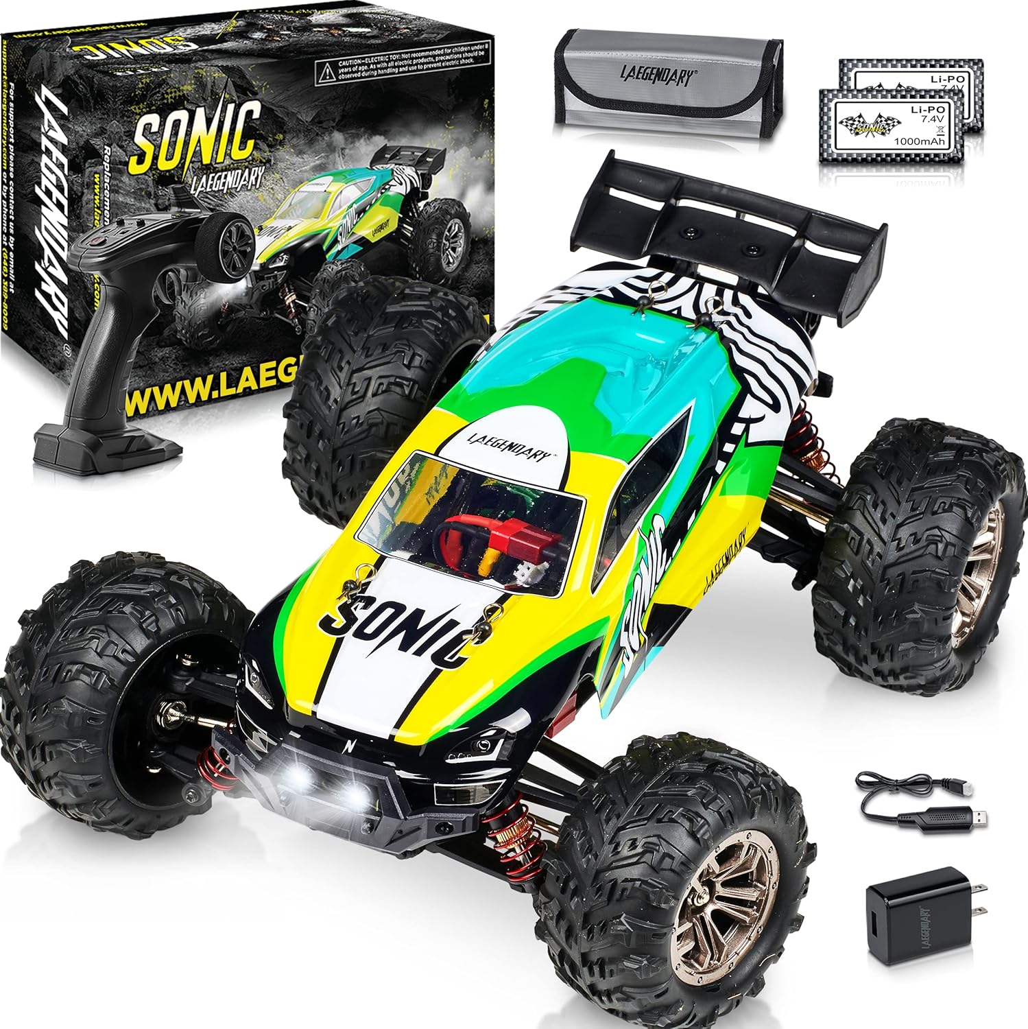 LAEGENDARY RC Cars - 4x4 Offroad Monster Truck Remote Control Car for Adults & Kids - Fast Speed, Waterproof, Electric, Hobby Grade - 1:16 Scale, Brushed, Zebra