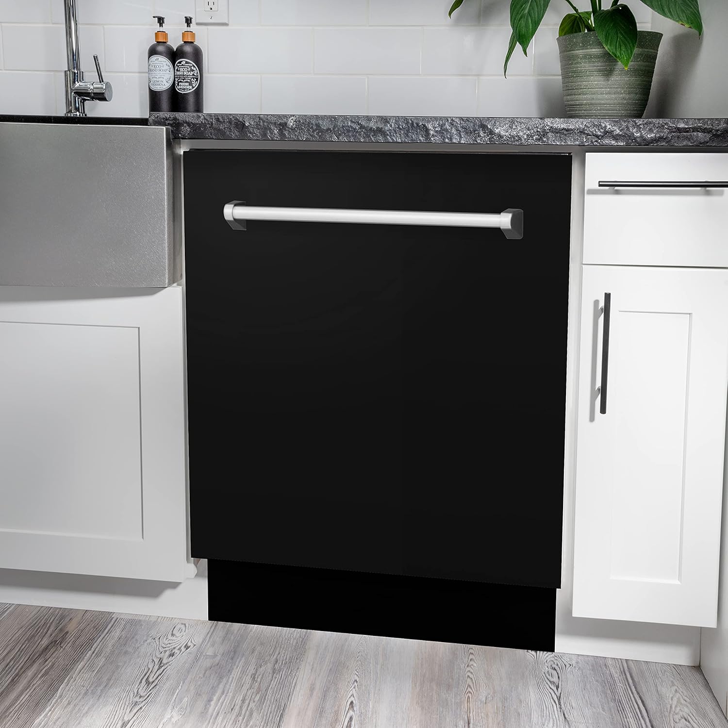 ZLINE 24" Tallac Series 3rd Rack Tall Tub Dishwasher in Black Matte with Stainless Steel Tub, 51dBa (DWV-BLM-24)
