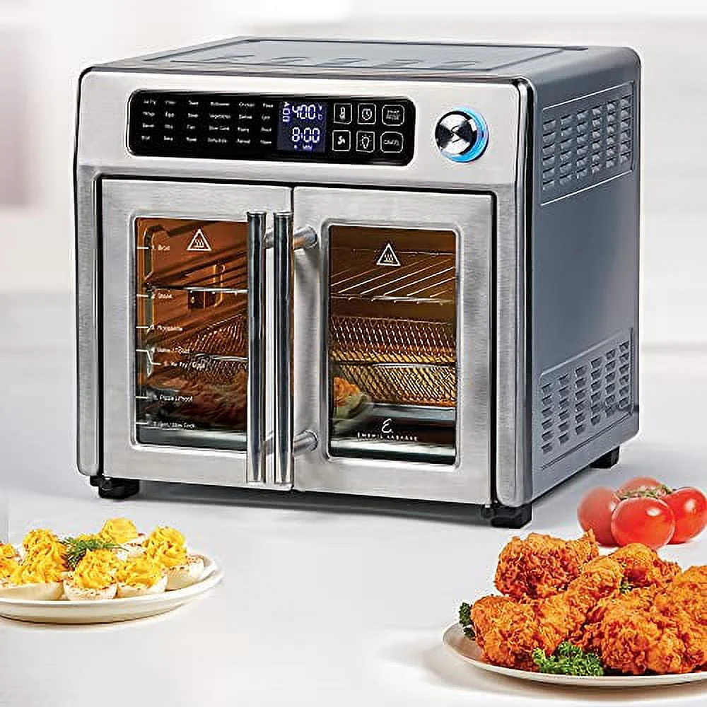 Emeril Everyday Emeril Lagasse 26 QT Extra Large Air Fryer, Convection Toaster Oven with French Doors, Stainless Steel