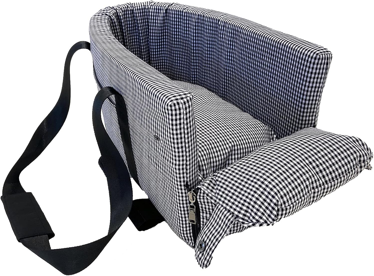 Ximei Dog Booster Car Seat ON Car Armrest Center Console Dog Pet Booster Car Seat Dog Cat Travel Seat Puppy Console for SUV Secure Safety Seat Perfect for Small Dogs Cats (Black and White)