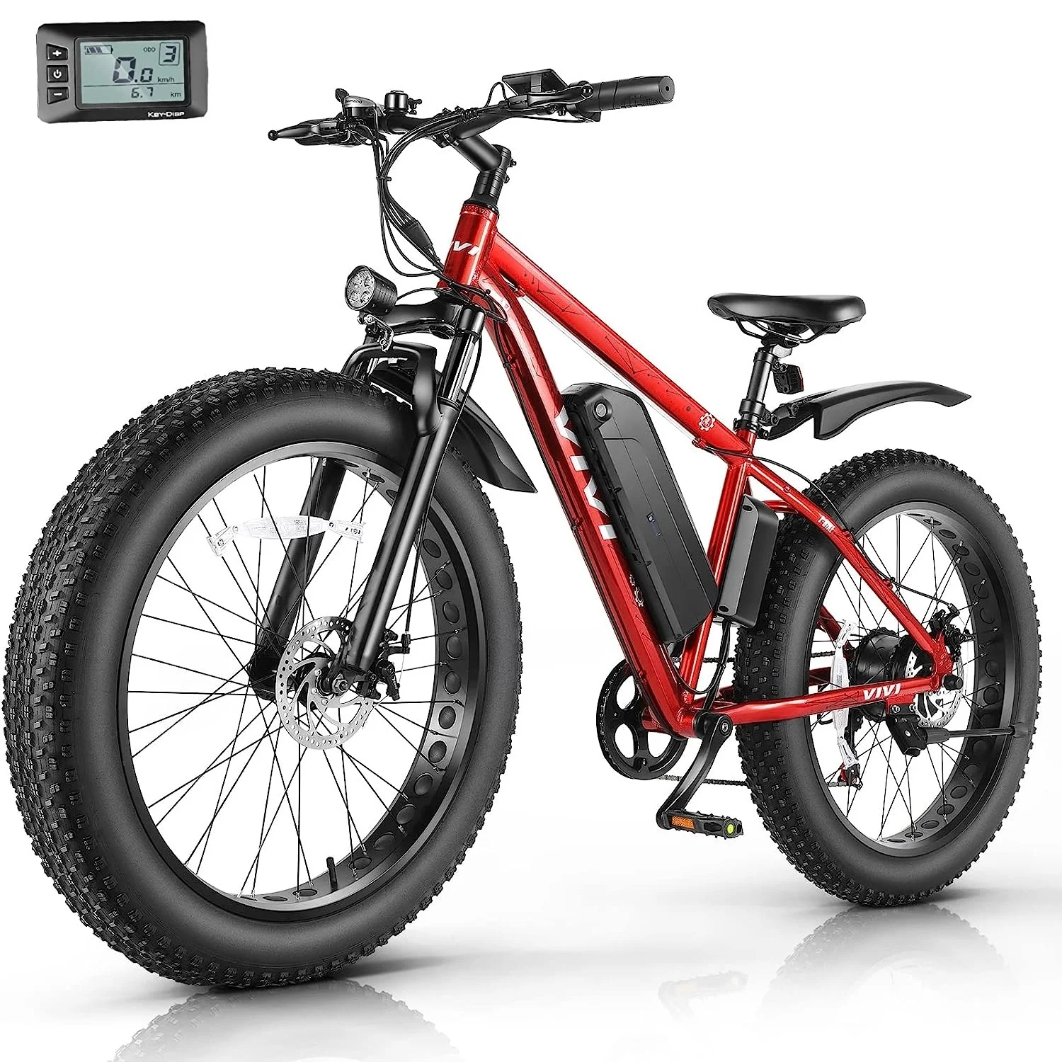 Vivi Electric Bike 26 x 4.0 Fat Tire Electric Bike 500W All Terrain Electric Bike 50 Miles Long Range Electric Mountain Bike Beach Bike Snow Bike