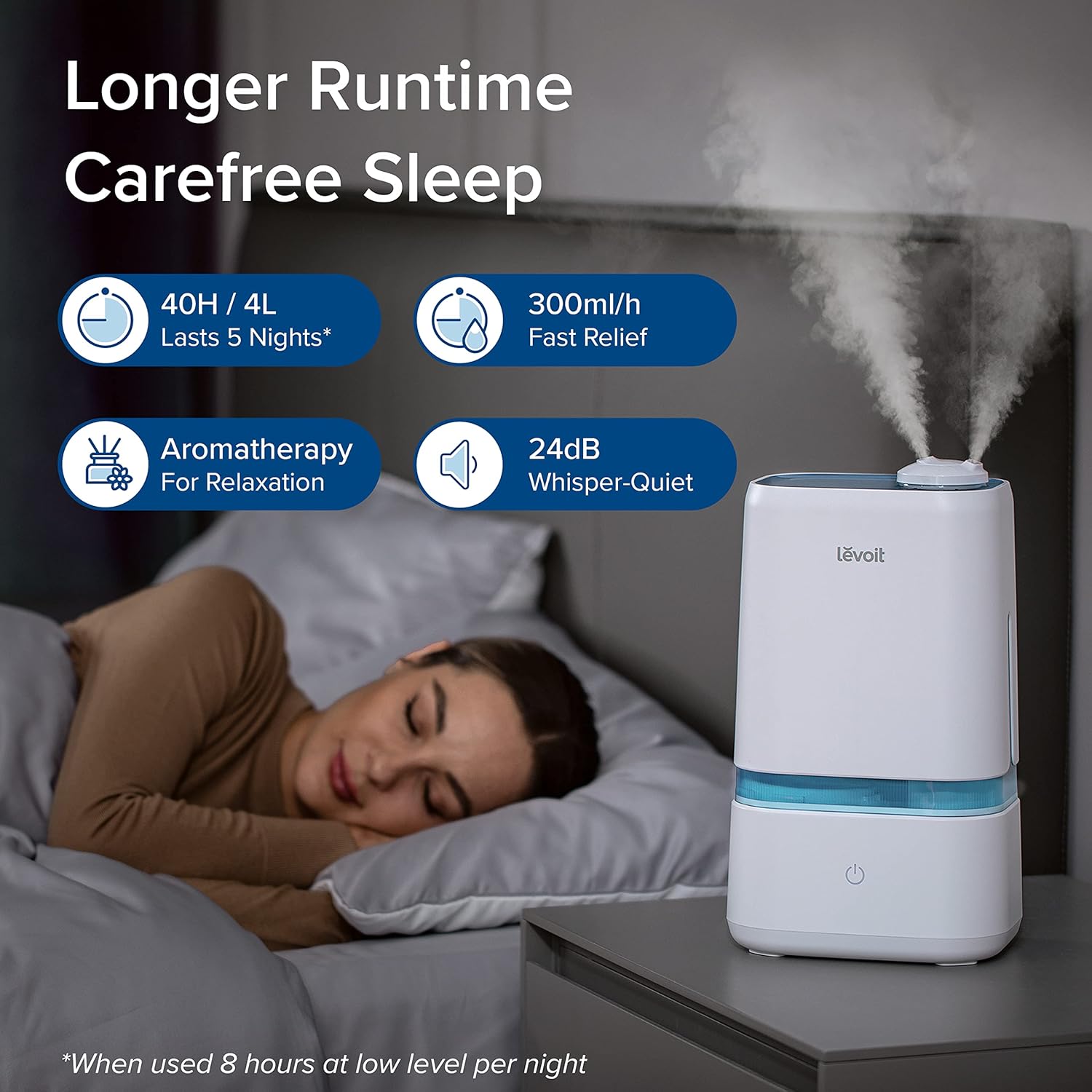 LEVOIT Air Purifier 1800 Ft2 Room with Washable Filters & LEVOIT 4L Humidifier for Bedroom Large Room 40Hr Run Time