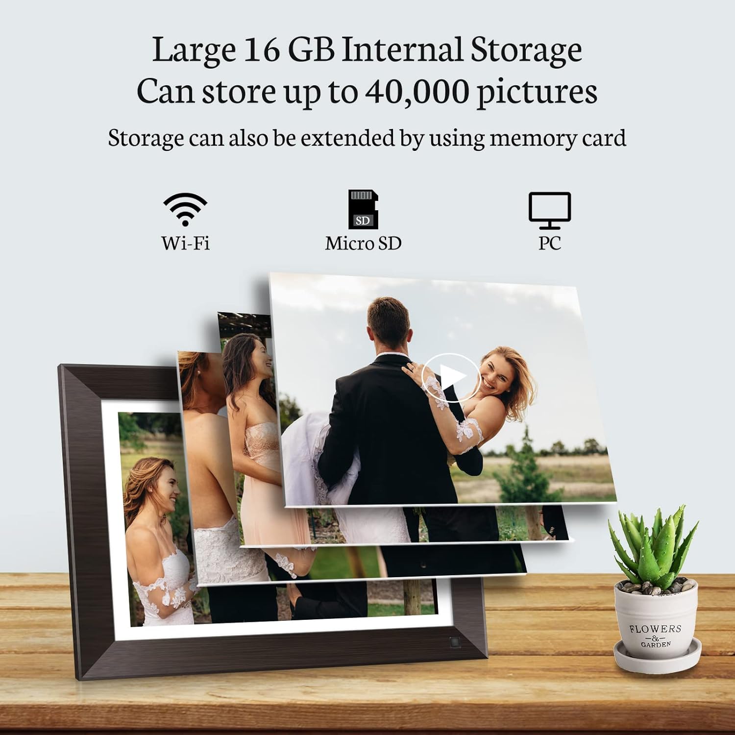 BSIMB Digital Picture Frame IPS Display, Wall-Mountable Electric Photo Frame with Remote Control, Place in Landscape&Portrait, Gift for Mother's Day