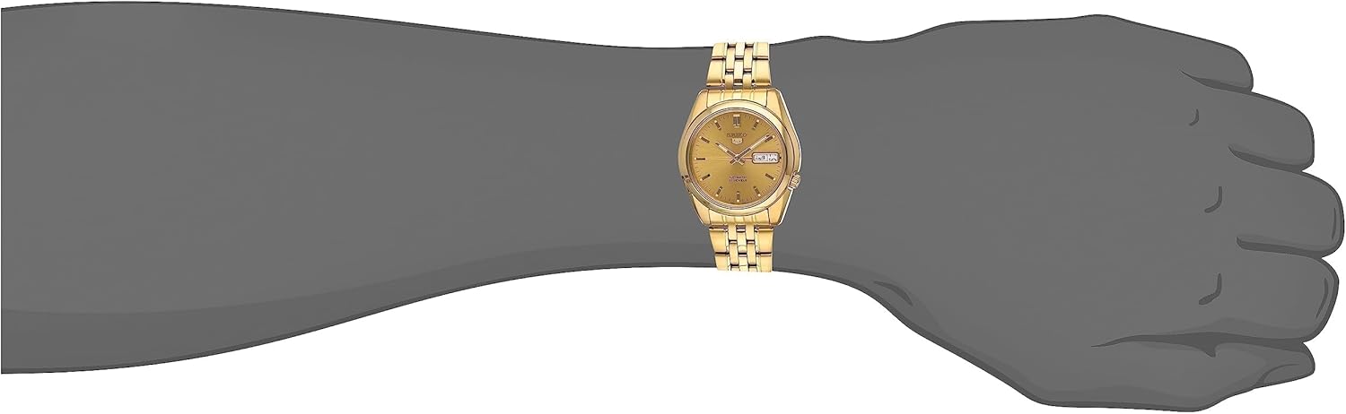 Seiko Men's SNK366K 5 Automatic Gold Dial Gold-Tone Stainless Steel Watch