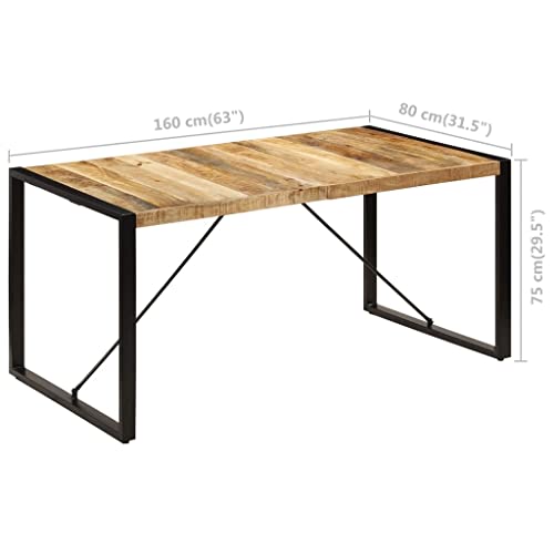 Kitchen & Dining Tables Dining Table 63"x31.5"x29.5" Solid Mango Wood,Industrial Mango Wood Dining Table with PowderCoated Steel Legs for 6 Home & Kitchen Furniture