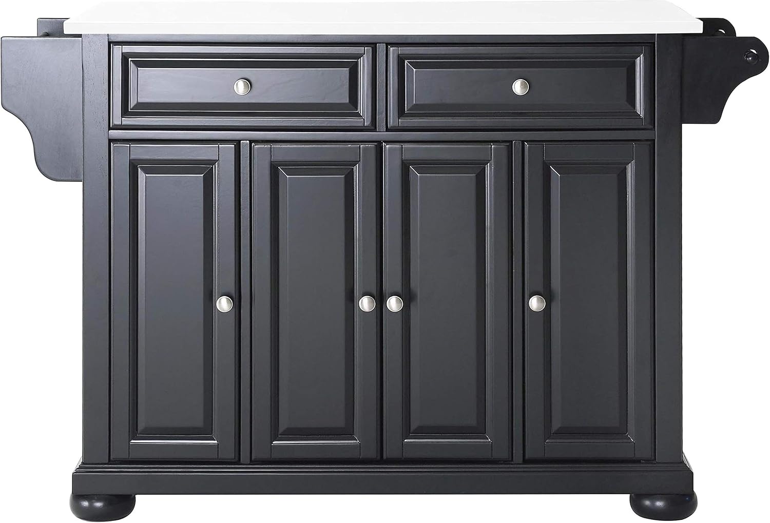Crosley Furniture Alexandria Full Size Kitchen Island with Solid White Granite Top, Black