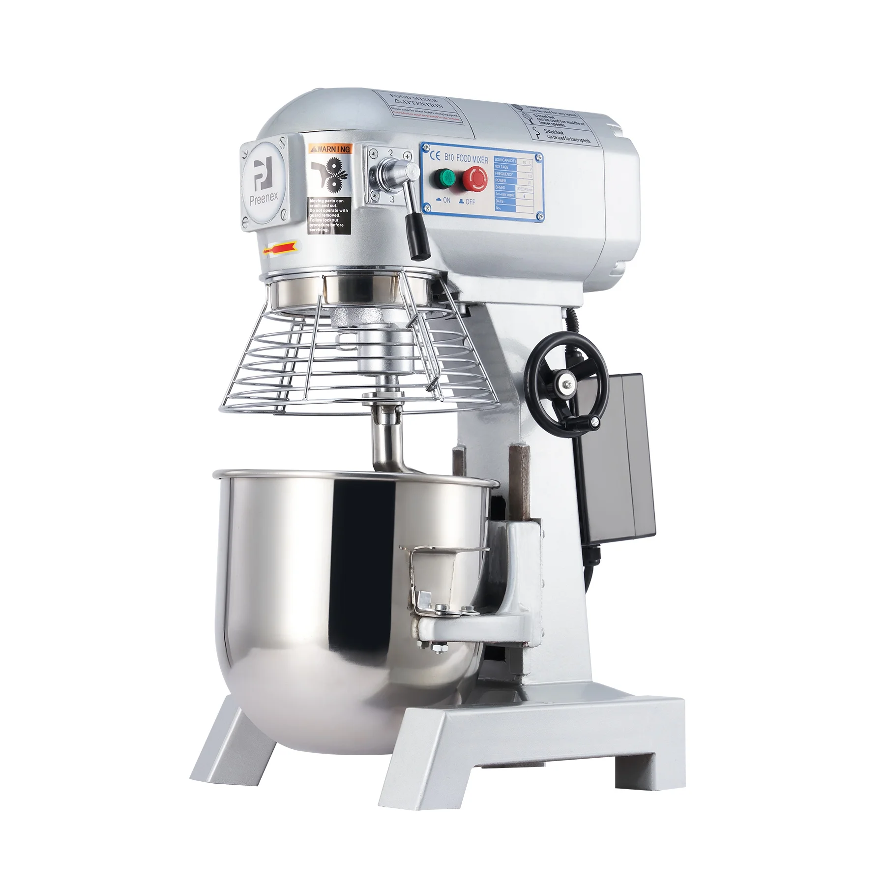 Preenex 10Qt Commercial Stand Mixer 600W Electric Food Mixing Machine with 3 Attachment