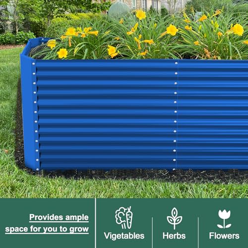 Land Guard 8x4x3ft Rectangular Galvanized Raised Garden Beds, 36" Tall Large-Capacity Metal Planter Box Outdoor, Durable Deep Raised Garden Bed, Raised Beds for Gardening Vegetables, Classic Silver