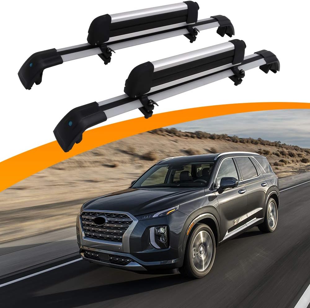 Snailfly Fit for Hyundai Palisade 2019-2022 Lockable Cross Bars Carrier & 29" Ski Snowboard Racks Kit - Work for 4 Skis or 4 Snowboards