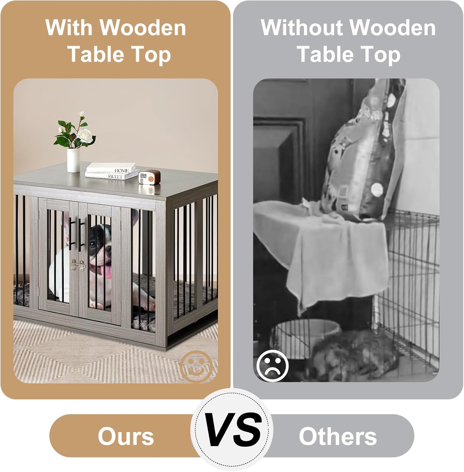 Furniture Style Dog Crate Medium with Waterproof, Machine Washable Dog Bed, a Decorative End Table Bedside Table, Indoor Wooden Kennel, Pet House Dog Cage for Medium Dogs and Puppies