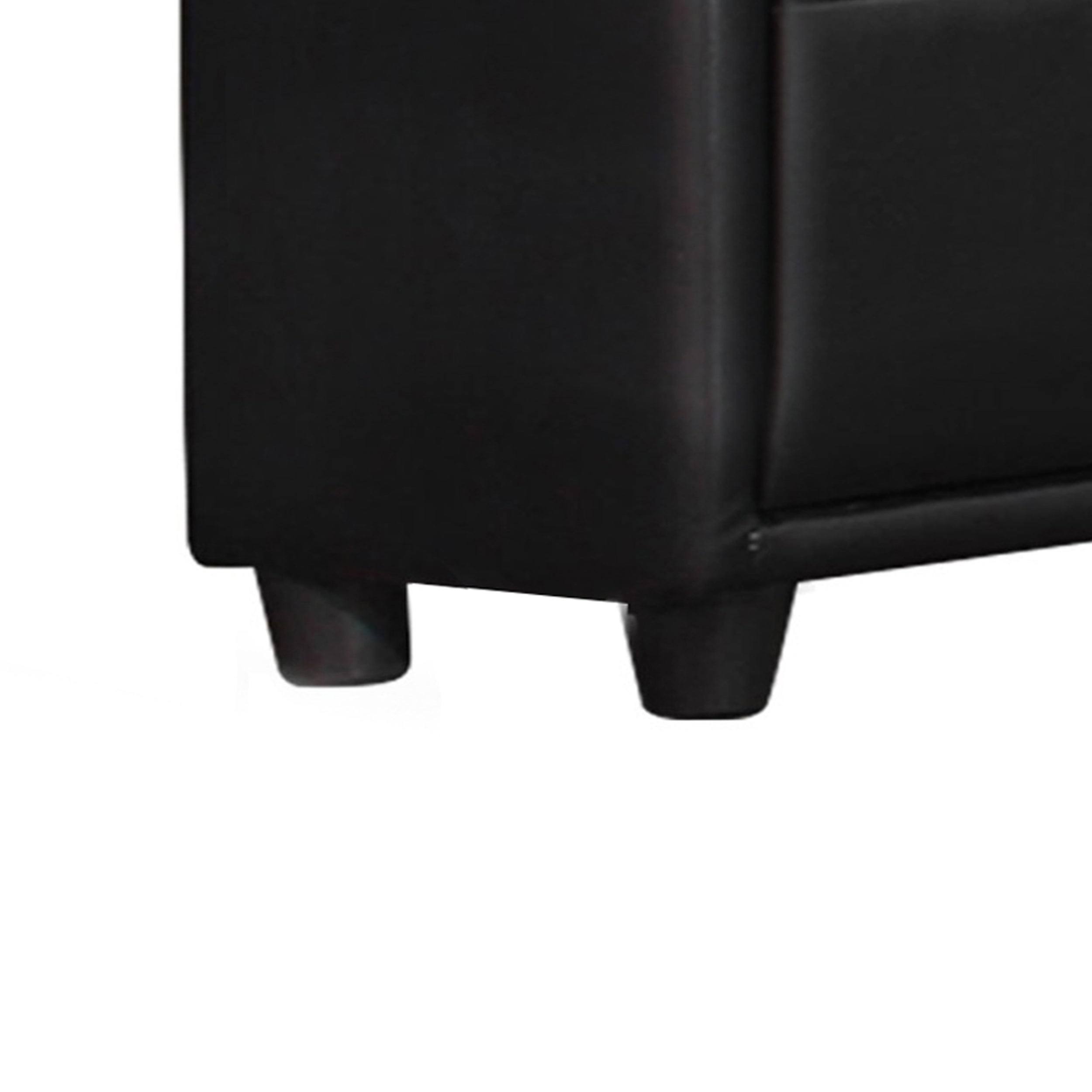5 Drawer Leatherette Wooden Frame Chest with Tapered Legs, Black