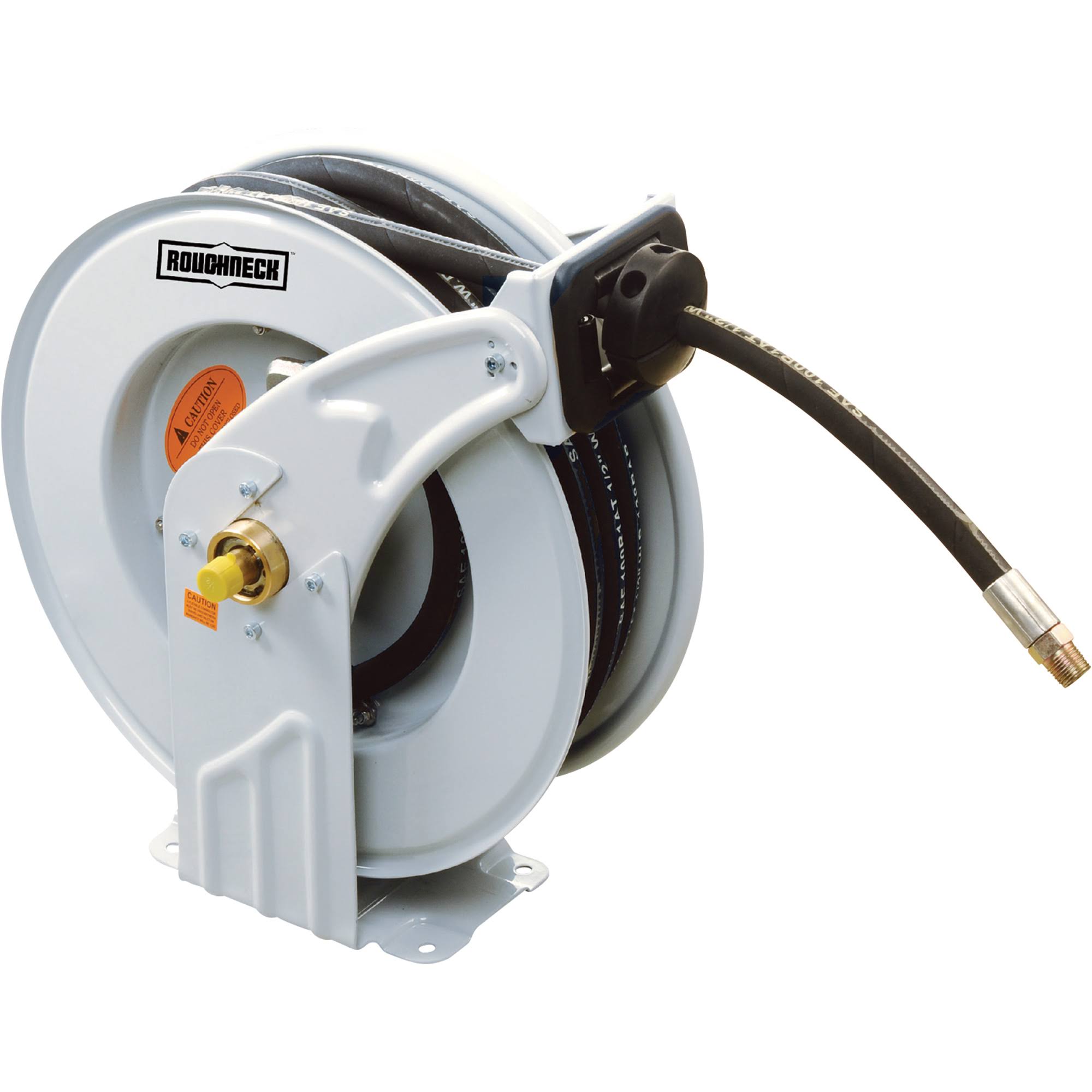 Roughneck Oil Hose Reel Kit - 1/2 inch x 50 ft. Hose, 1500 psi, Control Valve, Drip Tray