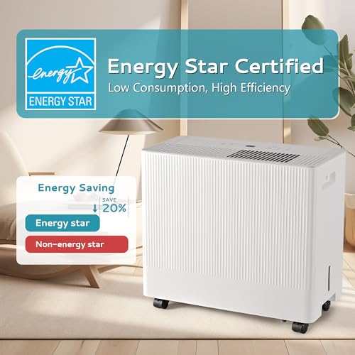 Euhomy 4500 Sq.Ft Energy Star Dehumidifier for Basement with Drain Hose, 50 Pint to 110 Pint Dehumidifier with 1.59 Gallon Water Tank, Auto Drainage,Large Dehumidifiers For Home with 4 Operation Modes
