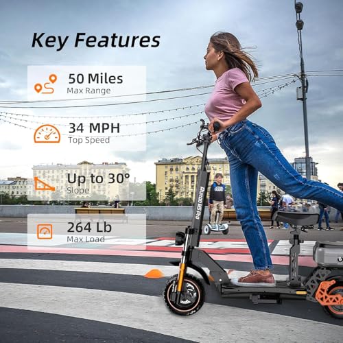 Ruitoo® Electric Scooter, 1000W/1600W/5600W Motor, Off Road Electric Scrooter Adults, 27/32/34/47Mph Top Speed, 28/35/44/50/53 Miles Max Range, Foldable E-Scooter Support Return