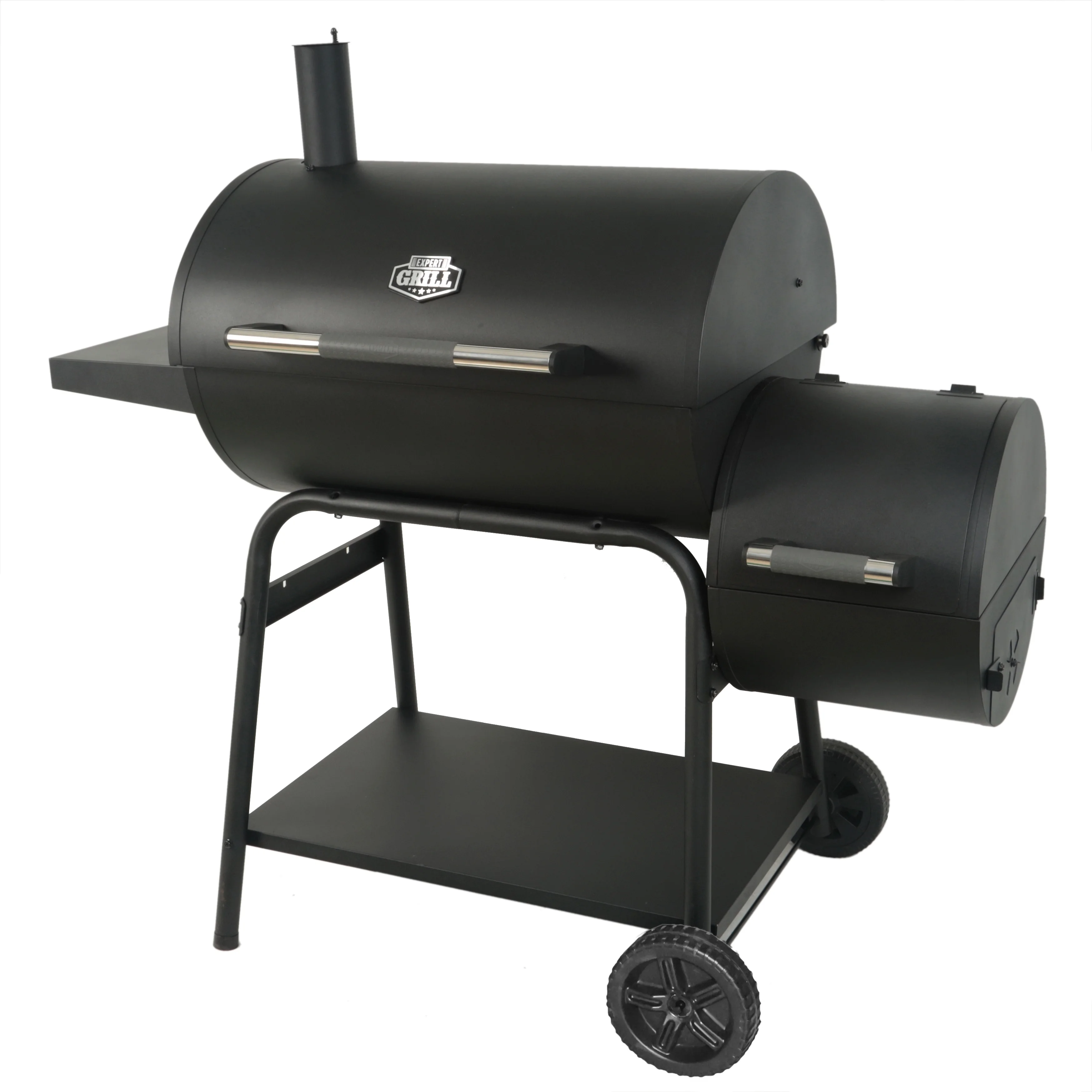 Expert Grill 28" Offset Steel Charcoal Smoker Grill with Side Firebox, Black