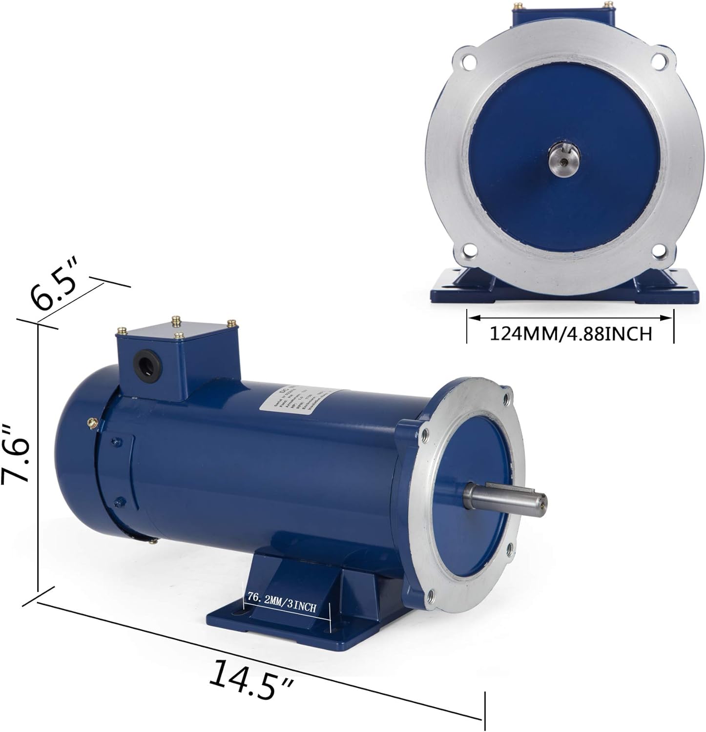 VEVOR 1 Hp DC Motor Rated Speed 1750 RPM 12V Electric Motor Permanent Magnet Motor