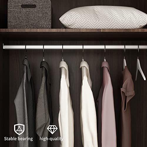 Homsee Wardrobe Armoire with 2 Doors, 2 Drawers, Hanging Rod & 2 Compartments, Wooden Closet Storage Cabinet with Gold Handles for Bedroom, Brown (31.5”L x 19.1”W x 71.1”H)