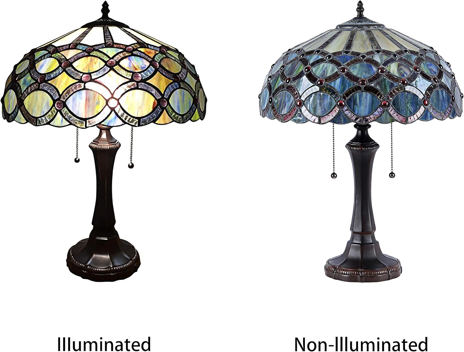 Tiffany-Style 2 Light Table Lamp 16" Shade
