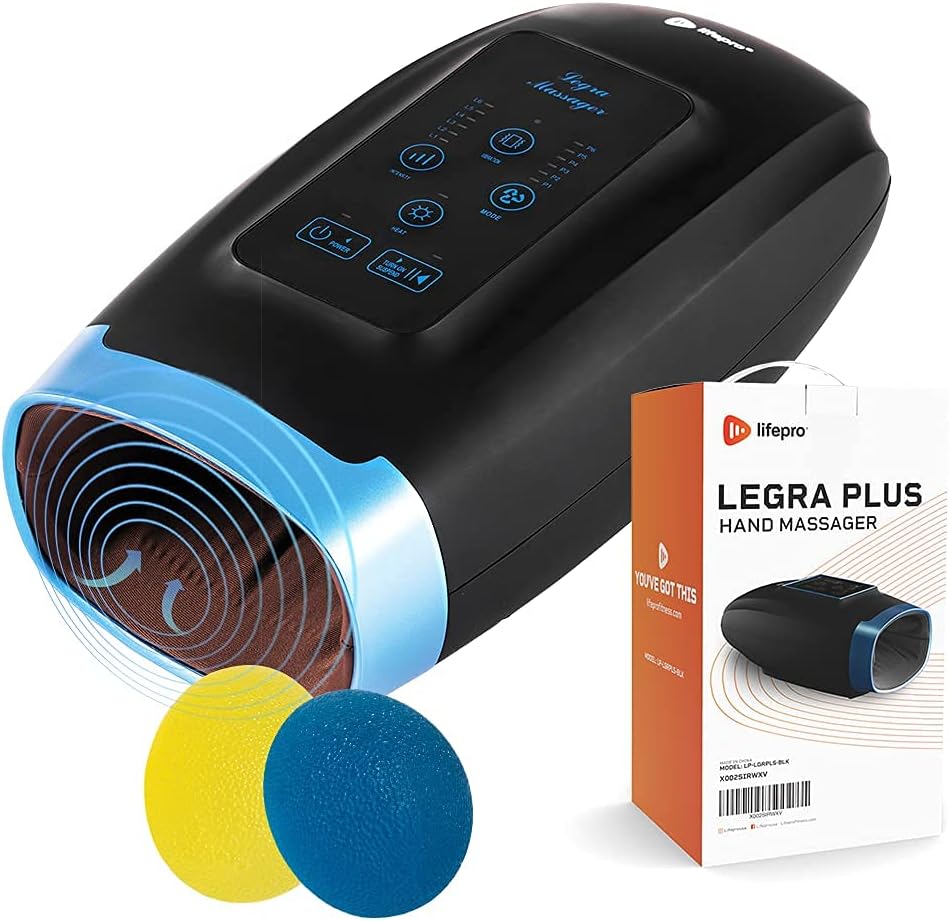 LifePro Cordless Electric Hand Massager with Compression, 6 Levels Pressure Point Therapy Massager for Arthritis, Pain Relief, Carpal Tunnel and Finger Numbness, Shiatsu Massage Machine with Heat