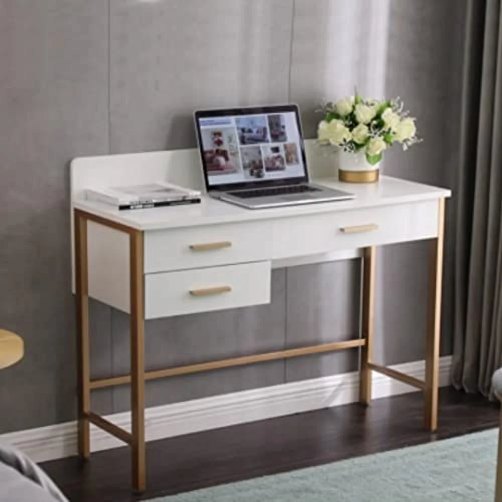 White Vanity Makeup Desk with Drawers,Dressing Table with Storage(Without Mirror & Stool)