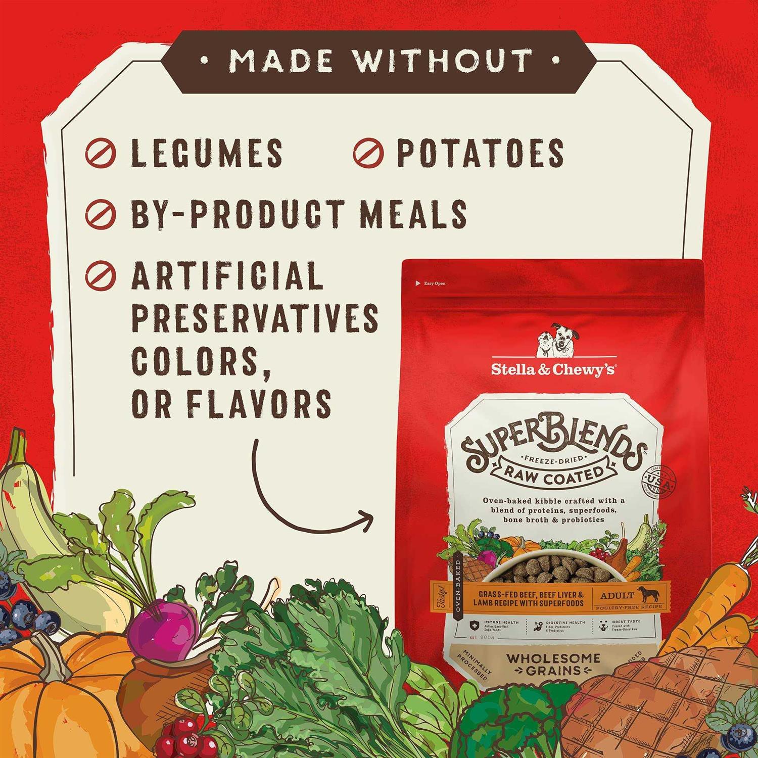 Stella &amp; Chewy's SuperBlends Raw Wholesome Grains Grass-Fed Beef - Pet Supplies online store