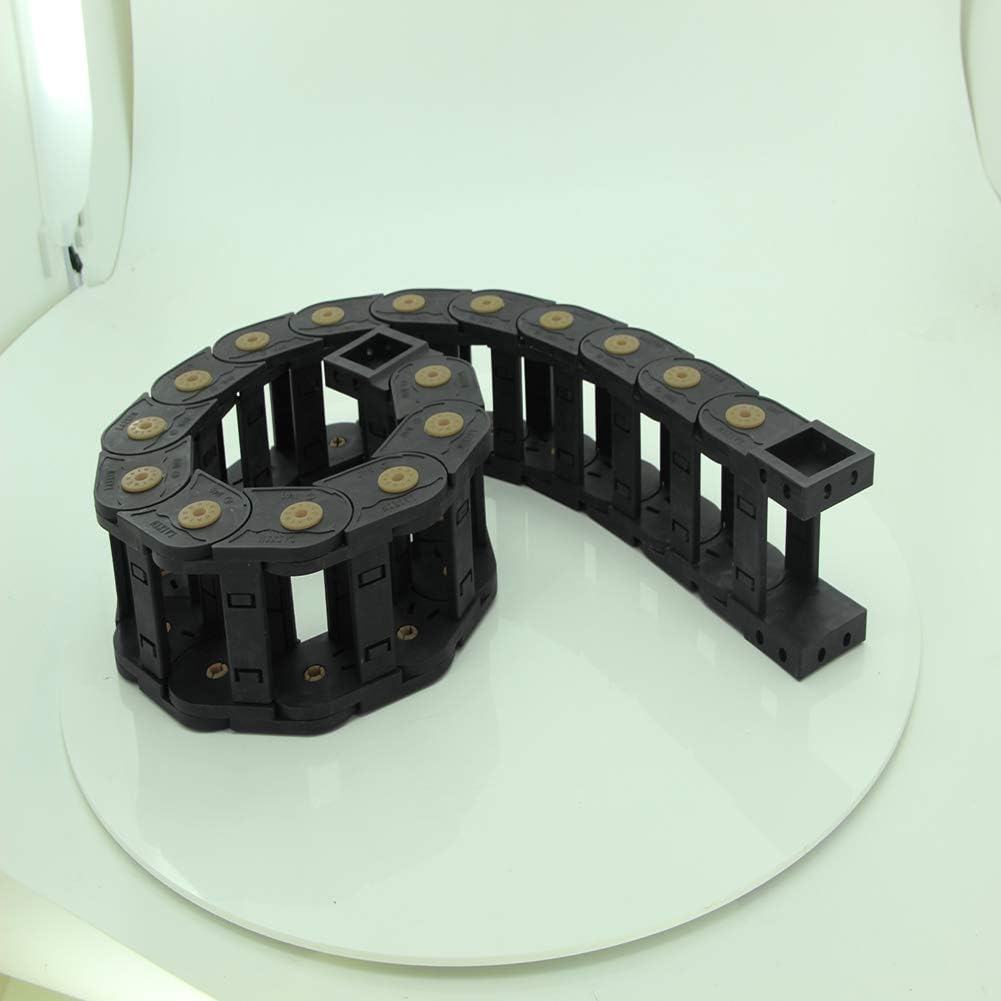 Fielect Drag Chain Cable Carrier Open Type with End Connectors R100 35X100mm 1 Meter Plastic for Electrical CNC Router Machines Black 1Pcs