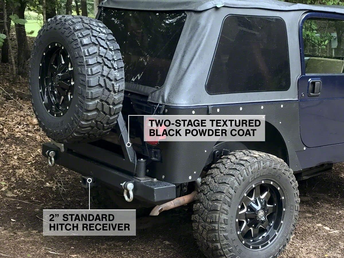 Barricade Classic Rear Bumper with Tire Carrier Compatible with 87-06 Jeep Wrangler YJ & TJ