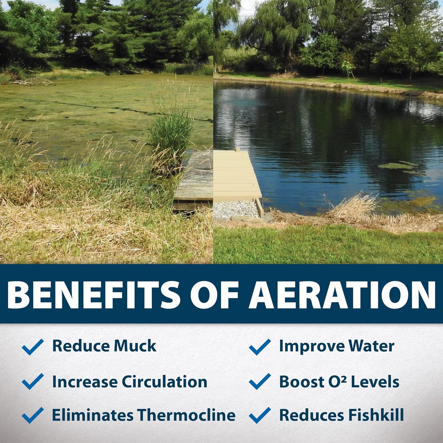 Airmax PondSeries PS20 Aeration System, Pond & Lake Aerator, Aerate Ponds & Lakes up to 2 Acres, Quiet & Energy Efficient Compressor, Maximum Water Circulation, 2 Air Diffuser Kit, 115v