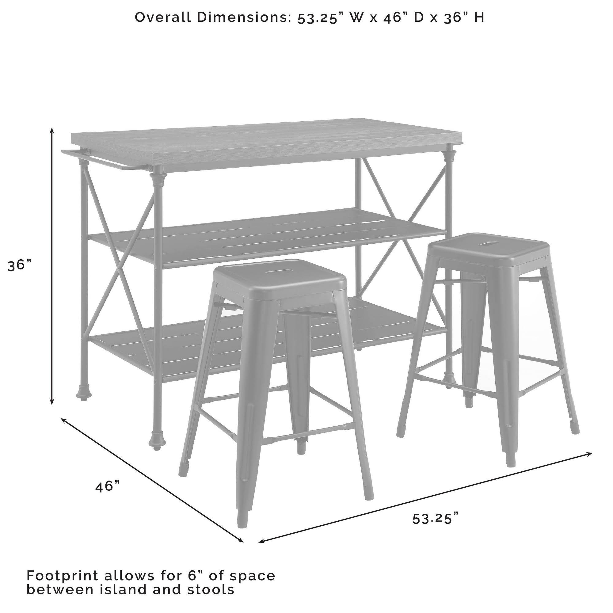 Crosley MADELEINE 3 Piece Kitchen Island 2 Stools Set Brown Black