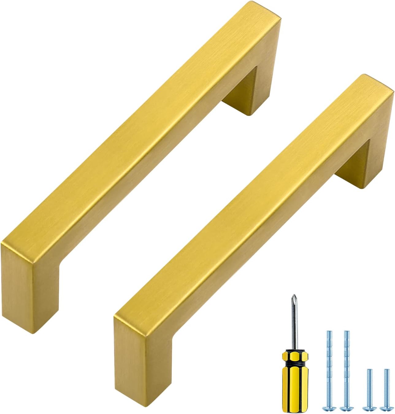Ravinte 30 Pack Gold Cabinet Pulls 3 Inch Brusehed Brass Kitchen Cabinet Handles Gold Square Kitchen Hardware for Cabinet