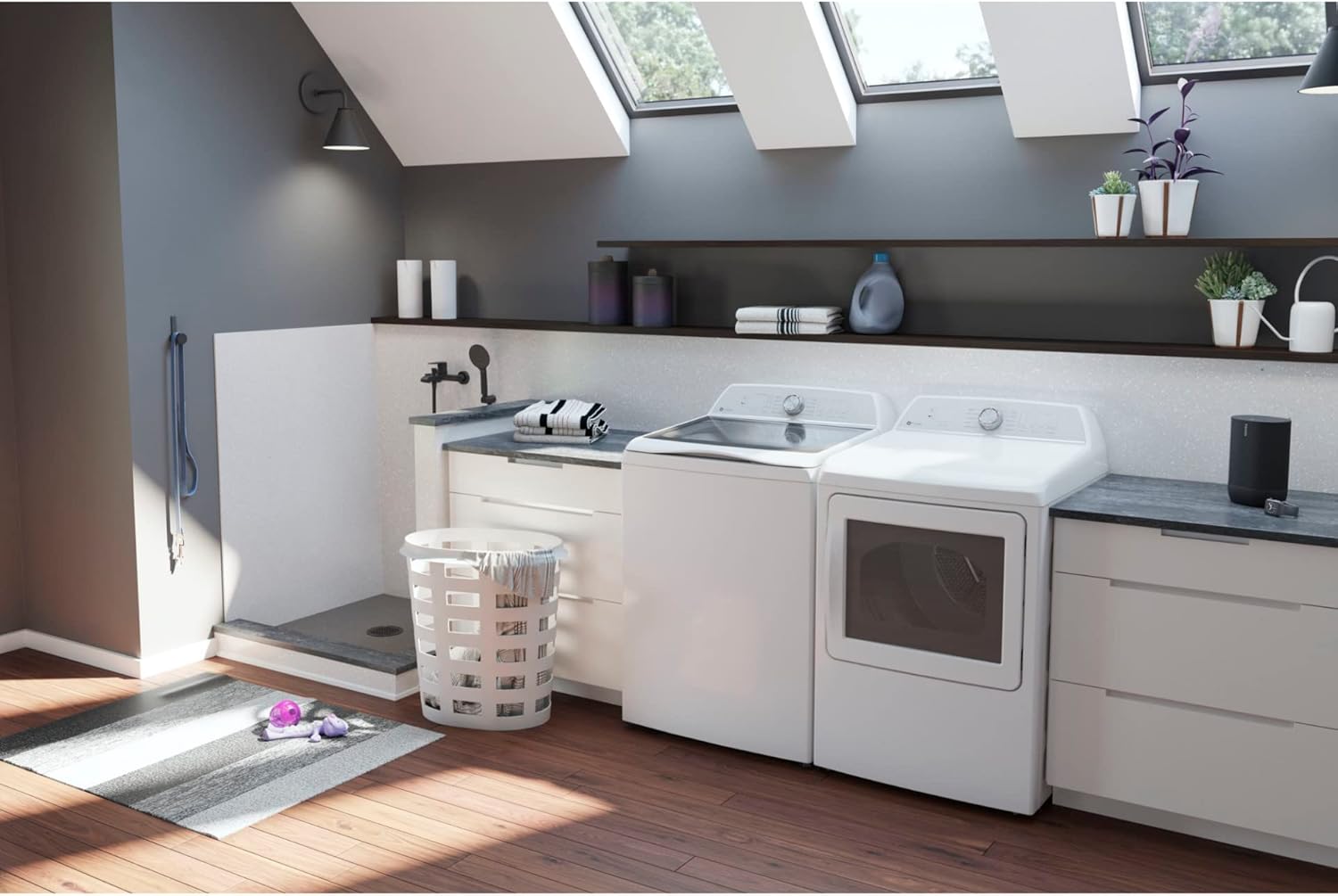 GE Profile PTW605BSRWS 4.9 Cu. Ft. White Washer with Smarter Wash Technology and FlexDispense