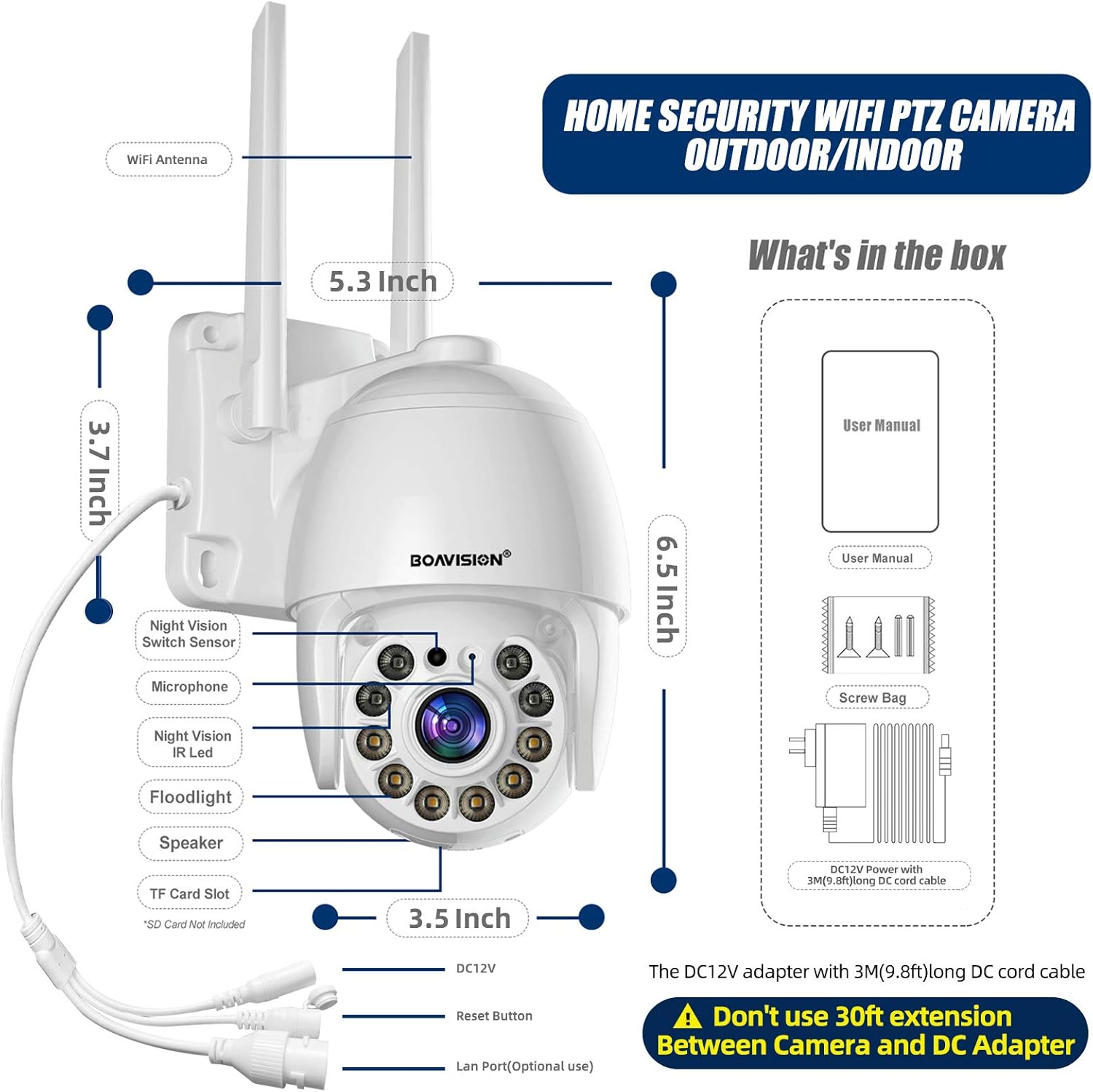 Security Camera Outdoor, Wireless WiFi IP Camera Home Security System 360&deg; View,Motion Detection, auto Tracking,Two Way Talk,HD 1080P pan Tile Full Color Night Vision Boavision