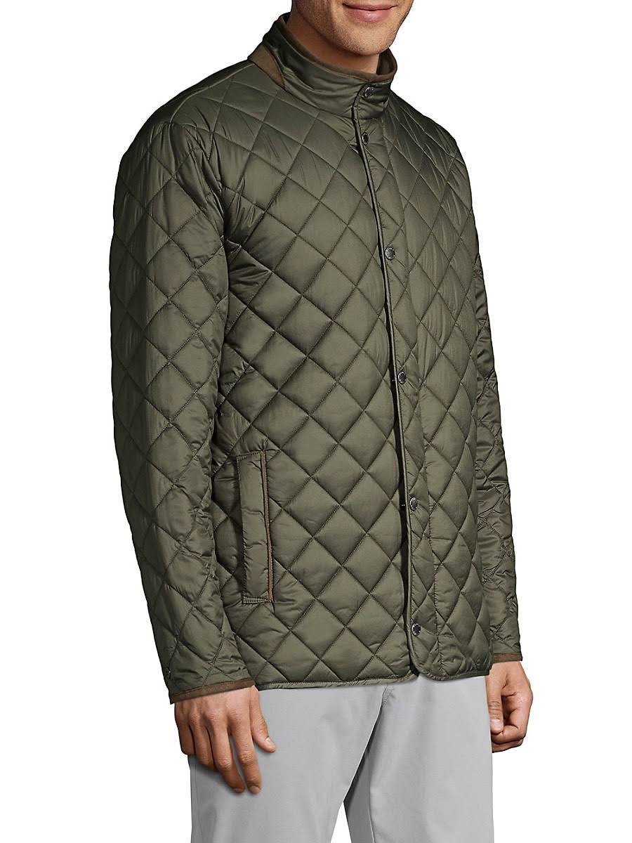 Peter Millar Suffolk Quilted Travel Coat - Black Male