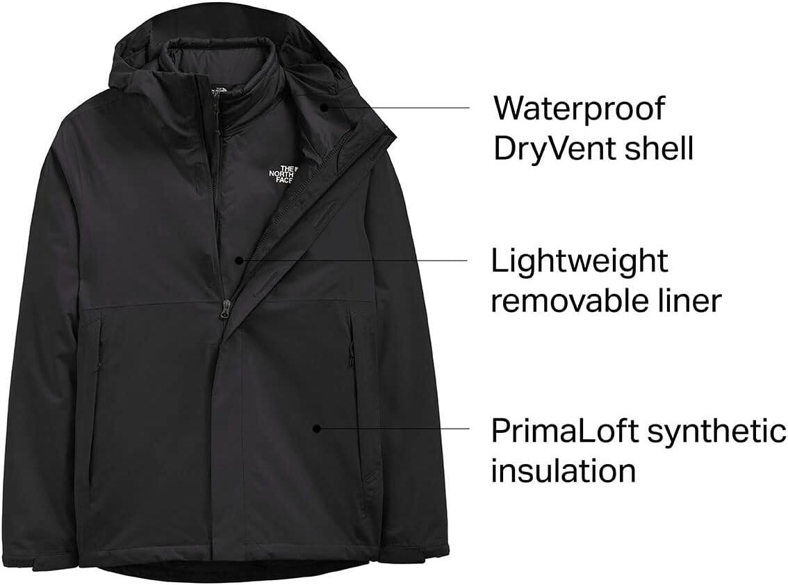 THE NORTH FACE Men's Carto Triclimate Waterproof Jacket, TNF Black, Medium