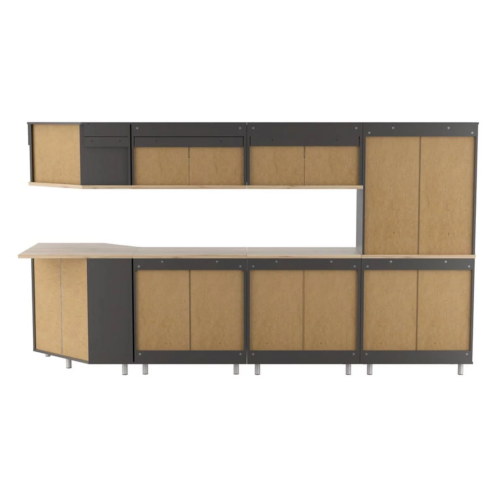 Pemberly Row 7-Piece Engineered Wood Garage Cabinet Set in Gray/Maple