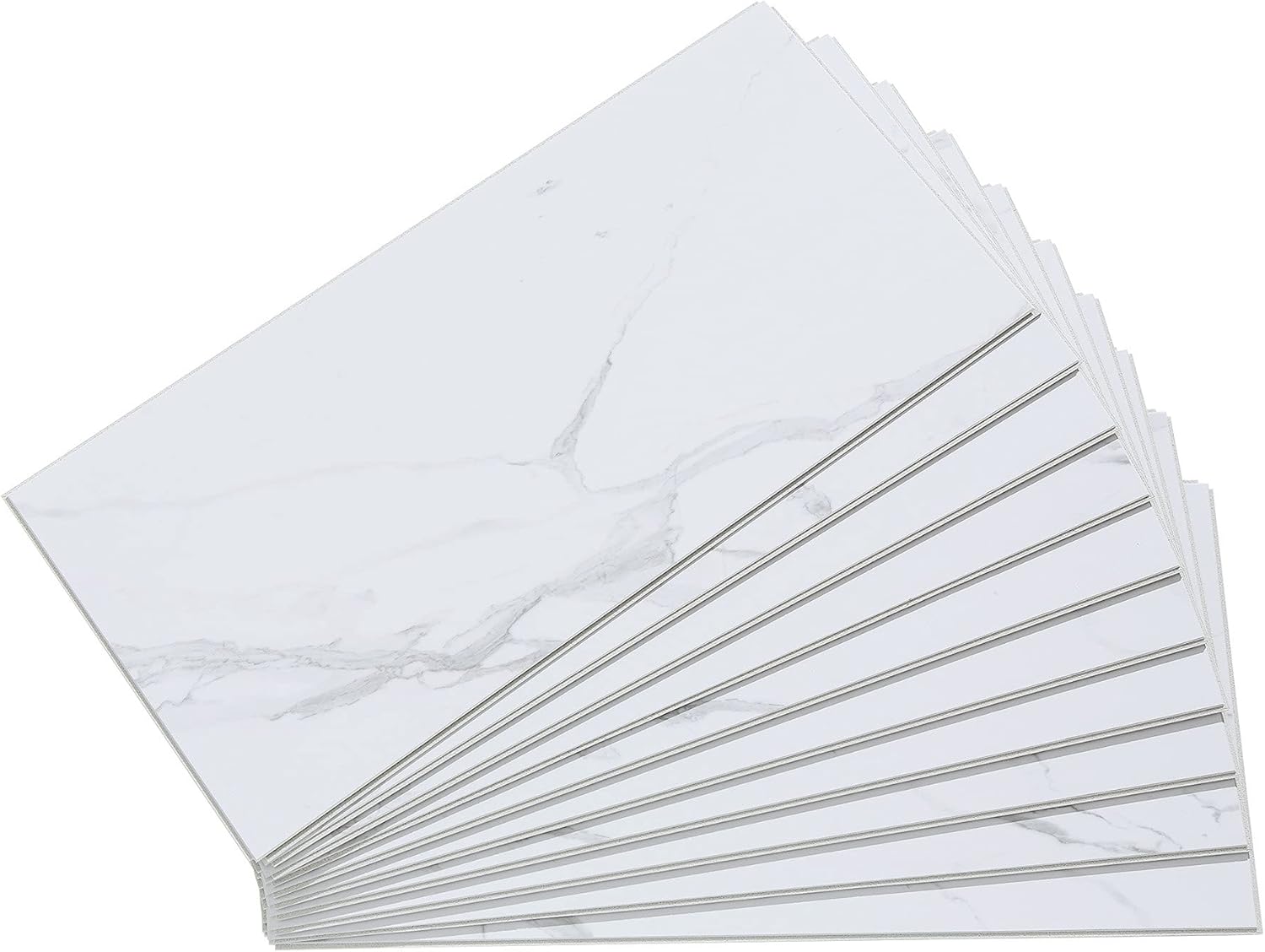 Palisade 23.2 in. x 11.1 in. Interlocking Vinyl Waterproof Wall/Backsplash Tiles for Kitchen or Bathroom in Carrara Marble (10 Pack)