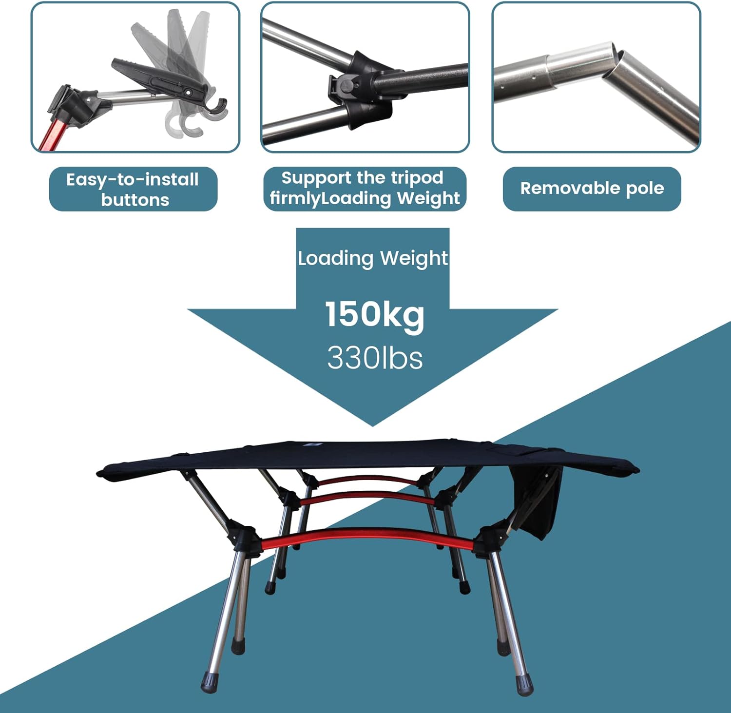 C·WILDYFIELD Camping Cot, Portable Folding Camping Cots Height Adjustable Tent Cot Heavy Duty Sleeping Cot Lightweight Ultralight Folding Bed for Adults Outdoor Overnighter Camping