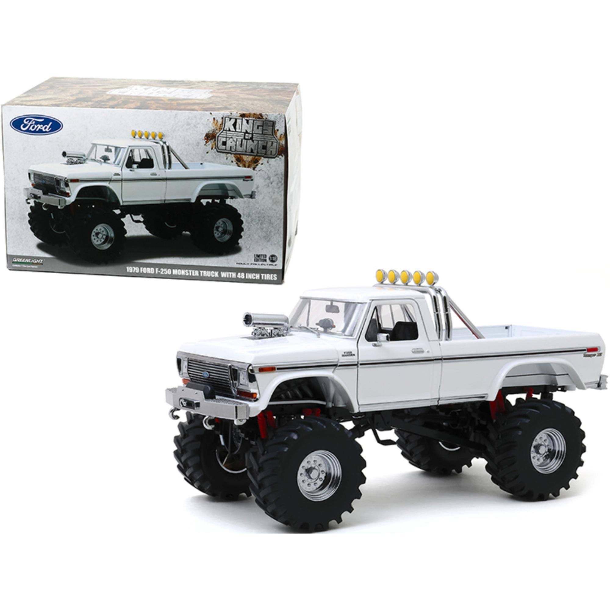 1979 Ford F-250 XLT Monster Truck with 48-Inch Tires White Kings of Crunch Series 1/18 Diecast Model Car by Greenlight